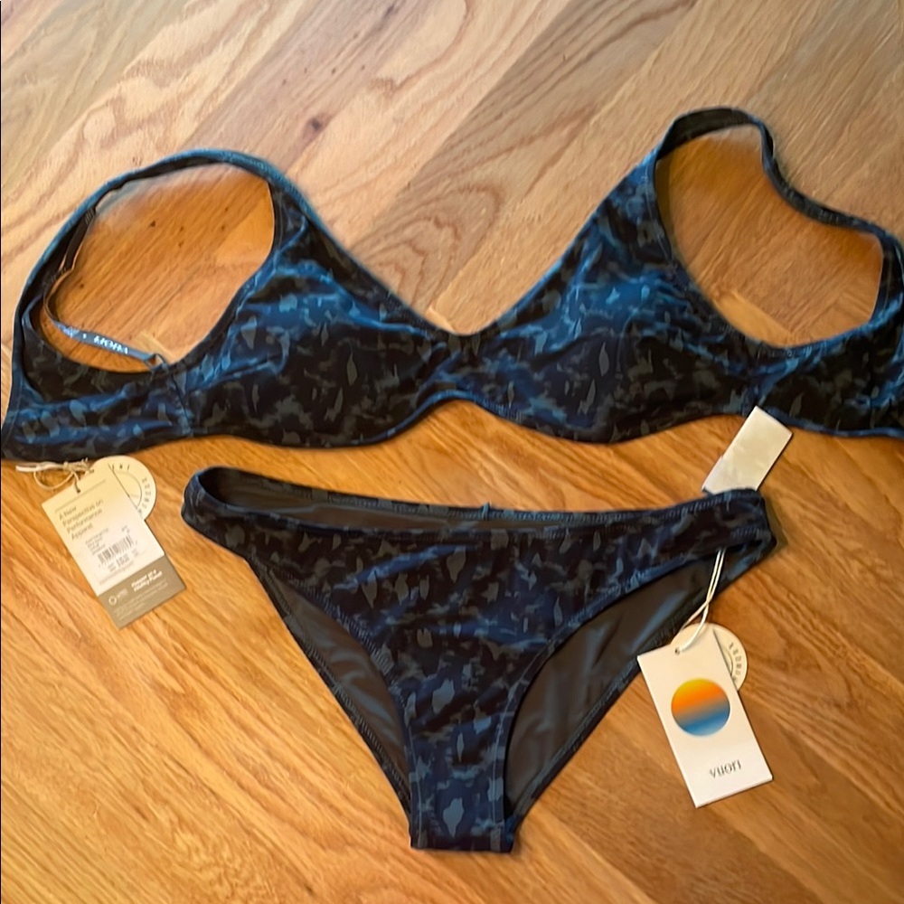 Vuori Blue and Green Bikini Set Classic Swimwear